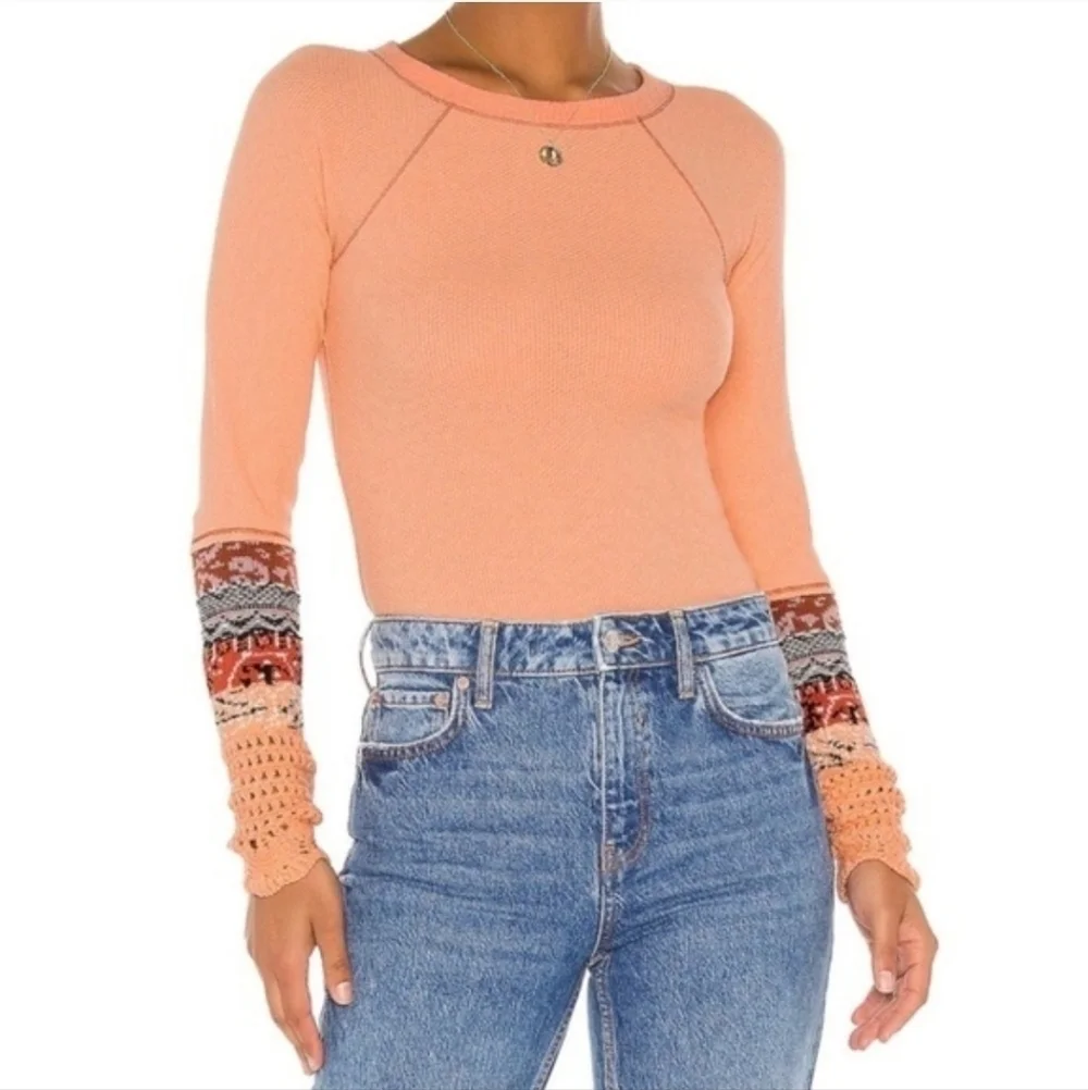 Free People In The Mix Cuff Thermal Top Size Medium